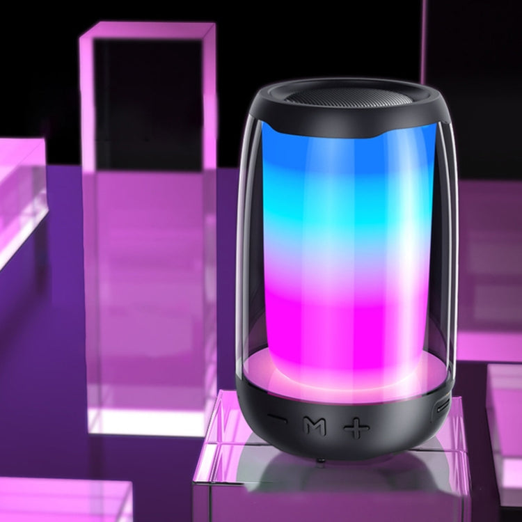 P4 LED Portable Bluetooth Wireless Bass Water-resistant Outdoor Speaker Support AUX / TF Card / USB(Black)