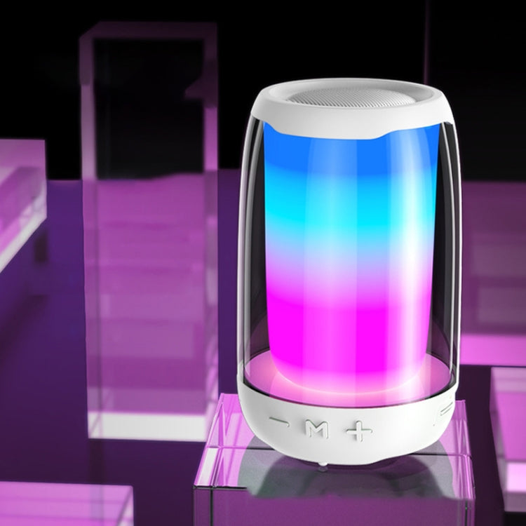 P4 LED Portable Bluetooth Wireless Bass Water-resistant Outdoor Speaker Support AUX / TF Card / USB(White)