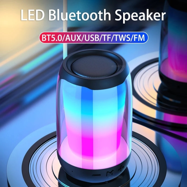 P4 LED Portable Bluetooth Wireless Bass Water-resistant Outdoor Speaker Support AUX / TF Card / USB(White)
