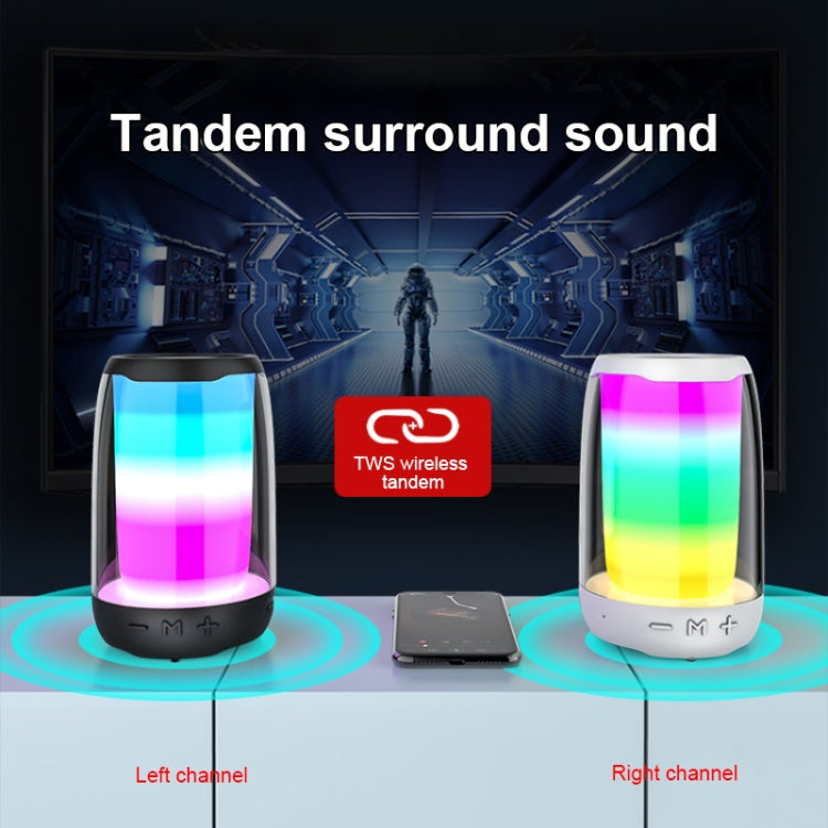 P4 LED Portable Bluetooth Wireless Bass Water-resistant Outdoor Speaker Support AUX / TF Card / USB(White)