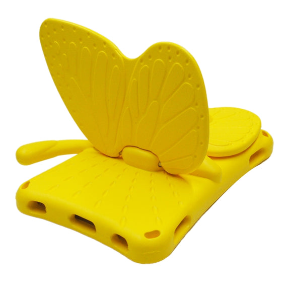 For Amazon Kindle Fire HD 8 2020 Butterfly Bracket Style EVA Children Falling Proof Cover Protective Case(Yellow)