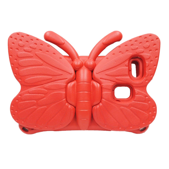 For Amazon Kindle Fire HD8 2016/2017/2018 Butterfly Bracket Style EVA Children Falling Proof Cover Protective Case(Red)