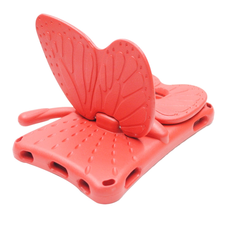 For Amazon Kindle Fire HD8 2016/2017/2018 Butterfly Bracket Style EVA Children Falling Proof Cover Protective Case(Red)