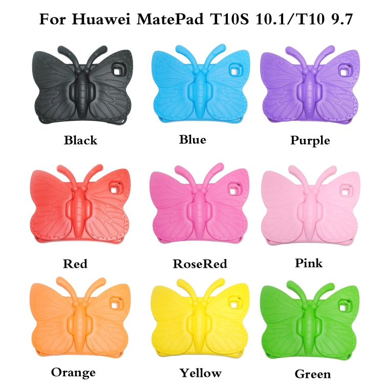 For Huawei MatePad T 10s 10.1 / T10 9.7 Butterfly Bracket Style EVA Children Falling Proof Cover Protective Case(Black)