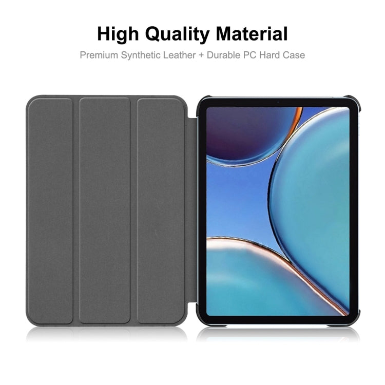 For iPad mini 2024 / mini 6 ENKAY Custer Texture Horizontal Flip PU+PC Leather Tablet Case with Three-folding Holder & Sleep / Wake-up Function(Black)
