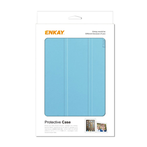 For iPad mini 2024 / mini 6 ENKAY Custer Texture Horizontal Flip PU+PC Leather Tablet Case with Three-folding Holder & Sleep / Wake-up Function(Dark Blue)