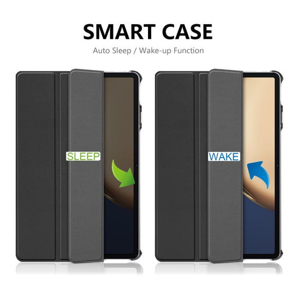 For Honor Tablet V7 Pro ENKAY Custer Texture Horizontal Flip PU+PC Leather Case with Three-folding Holder & Sleep / Wake-up Function(Black)