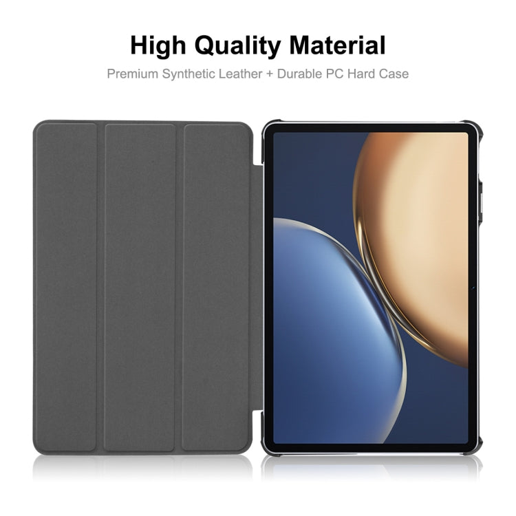 For Honor Tablet V7 Pro ENKAY Custer Texture Horizontal Flip PU+PC Leather Case with Three-folding Holder & Sleep / Wake-up Function(Black)