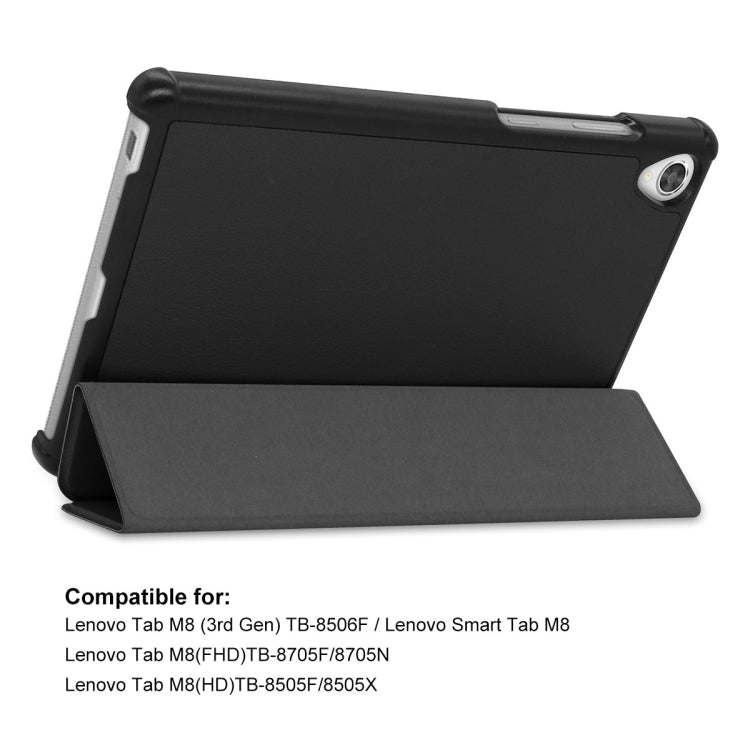 For Lenovo Tab M8 1/2/3 ENKAY Custer Texture Horizontal Flip PU+PC Leather Case with Three-folding Holder(Light Blue)