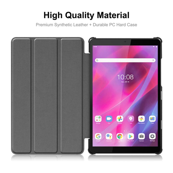 For Lenovo Tab M8 1/2/3 ENKAY Custer Texture Horizontal Flip PU+PC Leather Case with Three-folding Holder(Light Blue)
