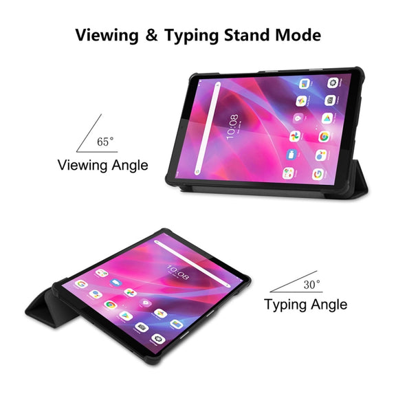 For Lenovo Tab M8 1/2/3 ENKAY Custer Texture Horizontal Flip PU+PC Leather Case with Three-folding Holder(Light Blue)