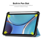 For iPad mini 2024 / mini 6 ENKAY Custer Texture Horizontal Flip PU+TPU Leather Tablet Case with Three-folding Holder & Sleep / Wake-up Function & Pen Holder(Light Blue)