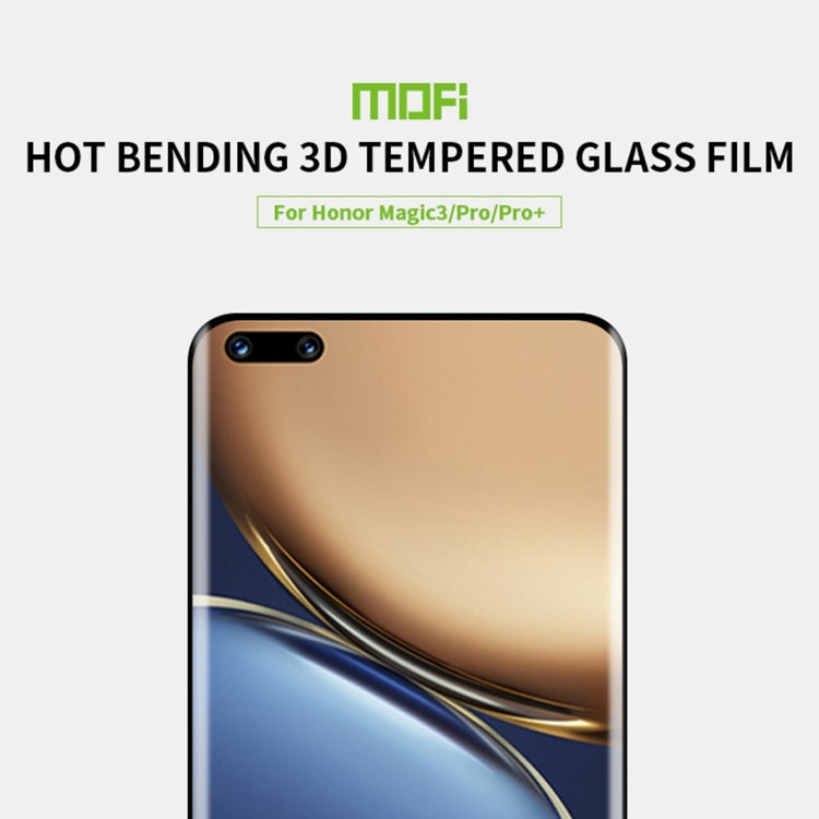 For Honor Magic 3 / Magic 3 Pro MOFI 9H 3D Explosion Proof Thermal Bending Full Screen Tempered Glass Film(Black)