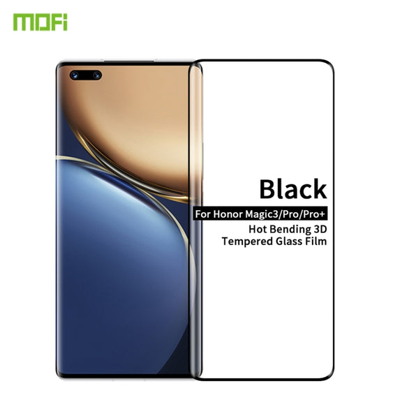 For Honor Magic 3 / Magic 3 Pro MOFI 9H 3D Explosion Proof Thermal Bending Full Screen Tempered Glass Film(Black)
