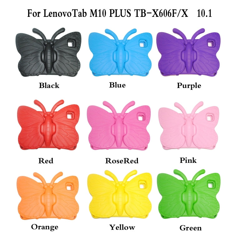 For Lenovo Tab M10 Plus TB-X606F/X 10.1 Butterfly Bracket Style EVA Children Falling Proof Cover Protective Case(Blue)
