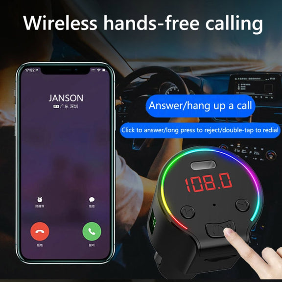 G61 FM Transmitter Music MP3 Player QC3.0 Type-C Quick Charge Support 5.0 Hands-free Car Kit