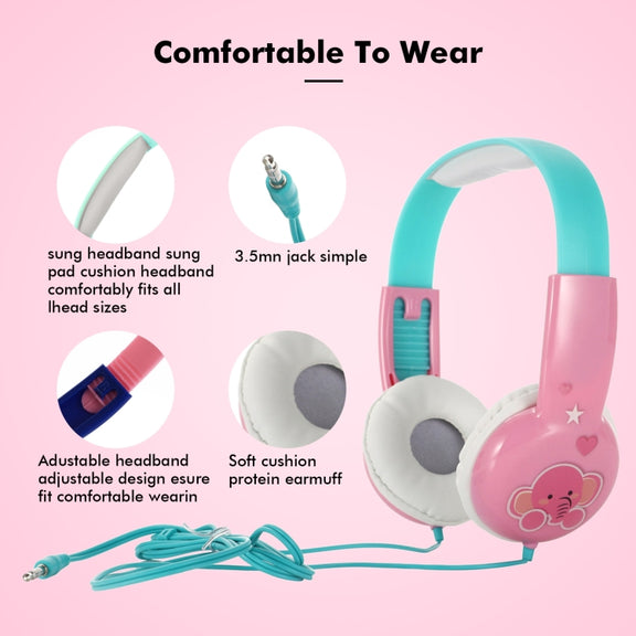 KID101 Portable Cute Children Learning Wired Headphone(Black Red)