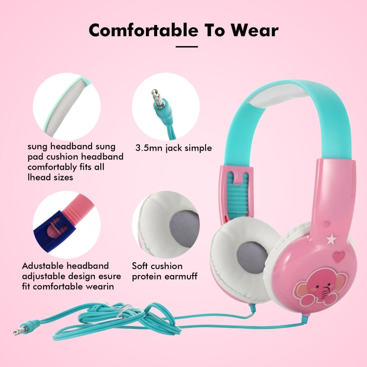 KID101 Portable Cute Children Learning Wired Headphone(Black Red)