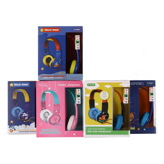 KID101 Portable Cute Children Learning Wired Headphone(Black Red)