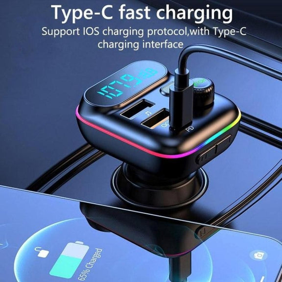 T70 Car MP3 Player FM Transmitter with Bluetooth USB Car Mobile Charger QC3.0 Quick Charge U Disk Music Player FM Modulator