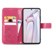For Blackview A100 Four-leaf Clasp Embossed Buckle Mobile Phone Protection Leather Case with Lanyard & Card Slot & Wallet & Bracket Function(Magenta)