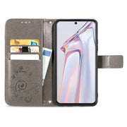 For Blackview A100 Four-leaf Clasp Embossed Buckle Mobile Phone Protection Leather Case with Lanyard & Card Slot & Wallet & Bracket Function(Grey)