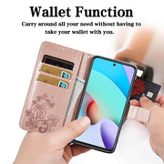 For Blackview A100 Four-leaf Clasp Embossed Buckle Mobile Phone Protection Leather Case with Lanyard & Card Slot & Wallet & Bracket Function(Magenta)