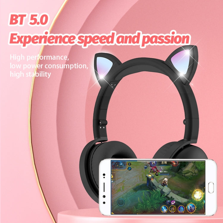 BK9 HiFi 7.1 Surround Sound Cat Claw Luminous Cat Ear Bluetooth Gaming Headset with Mic(Green)