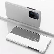 For Xiaomi Mi 11T / 11T Pro Plated Mirror Horizontal Flip Leather Case with Holder(Silver)