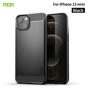 For iPhone 13 mini MOFI Gentleness Series Brushed Texture Carbon Fiber Soft TPU Case  (Black)