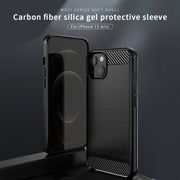 For iPhone 13 mini MOFI Gentleness Series Brushed Texture Carbon Fiber Soft TPU Case  (Black)