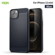 For iPhone 13 mini MOFI Gentleness Series Brushed Texture Carbon Fiber Soft TPU Case  (Blue)