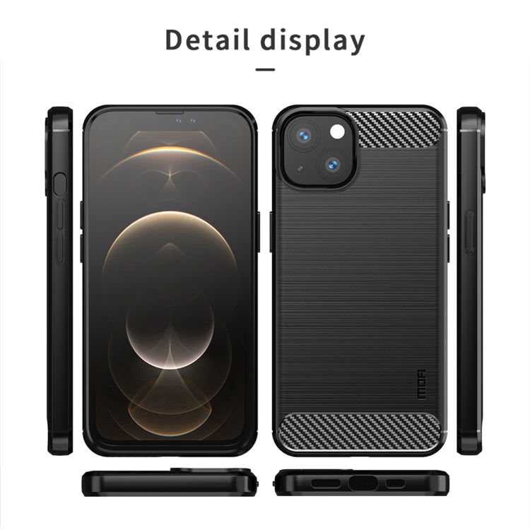 For iPhone 13 mini MOFI Gentleness Series Brushed Texture Carbon Fiber Soft TPU Case  (Red)