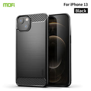 For iPhone 13 MOFI Gentleness Series Brushed Texture Carbon Fiber Soft TPU Case (Black)