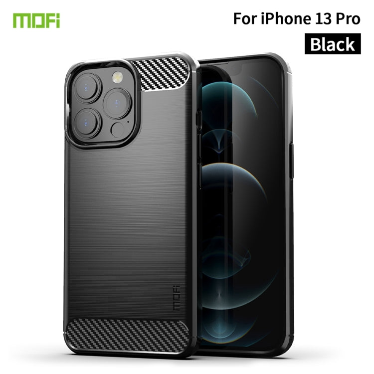 For iPhone 13 Pro MOFI Gentleness Series Brushed Texture Carbon Fiber Soft TPU Case  (Black)