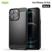 For iPhone 13 Pro MOFI Gentleness Series Brushed Texture Carbon Fiber Soft TPU Case  (Black)