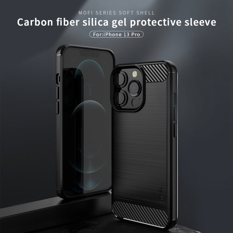 For iPhone 13 Pro MOFI Gentleness Series Brushed Texture Carbon Fiber Soft TPU Case  (Black)