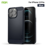 For iPhone 13 Pro MOFI Gentleness Series Brushed Texture Carbon Fiber Soft TPU Case  (Blue)
