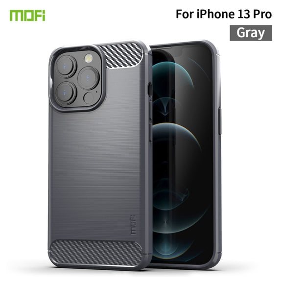 For iPhone 13 Pro MOFI Gentleness Series Brushed Texture Carbon Fiber Soft TPU Case  (Gray)