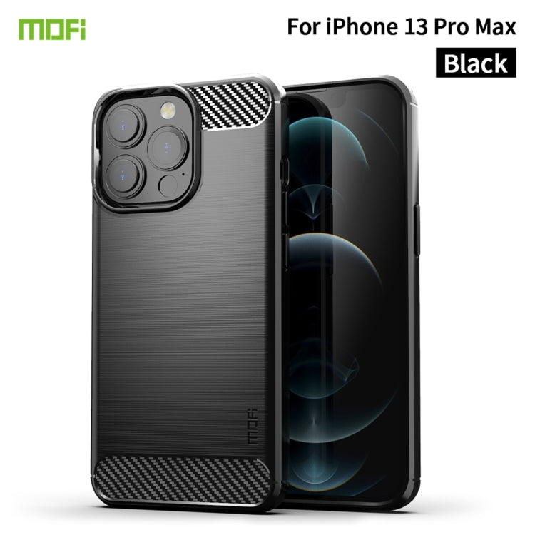 For iPhone 13 Pro Max MOFI Gentleness Series Brushed Texture Carbon Fiber Soft TPU Case  (Black)