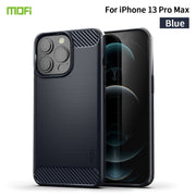 For iPhone 13 Pro Max MOFI Gentleness Series Brushed Texture Carbon Fiber Soft TPU Case  (Blue)