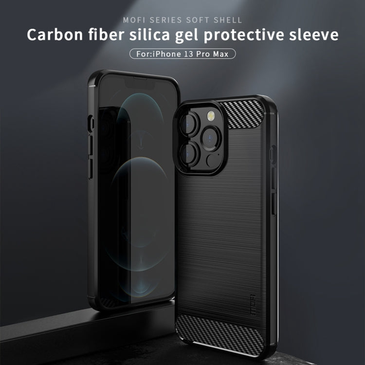 For iPhone 13 Pro Max MOFI Gentleness Series Brushed Texture Carbon Fiber Soft TPU Case  (Red)