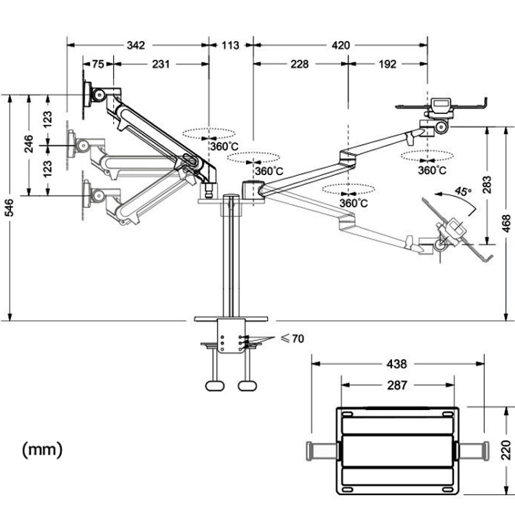OL-3S Aluminum Height Adjustable Desktop Computer Stand for 17-32 inch and 12-17 inch Monitor(Silver)