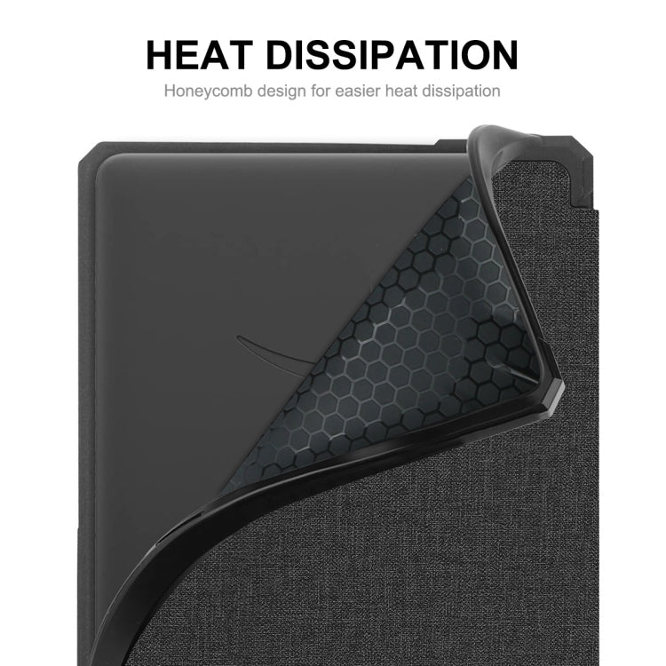 For Amazon Kindle Paperwhite 5 2021 ENKAY Solid Color Denim Texture Horizontal Flip Leather Tablet Case with Sleep / Wake-up Function(Black)