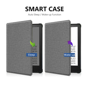 For Amazon Kindle Paperwhite 5 2021 ENKAY Solid Color Denim Texture Horizontal Flip Leather Tablet Case with Sleep / Wake-up Function(Grey)