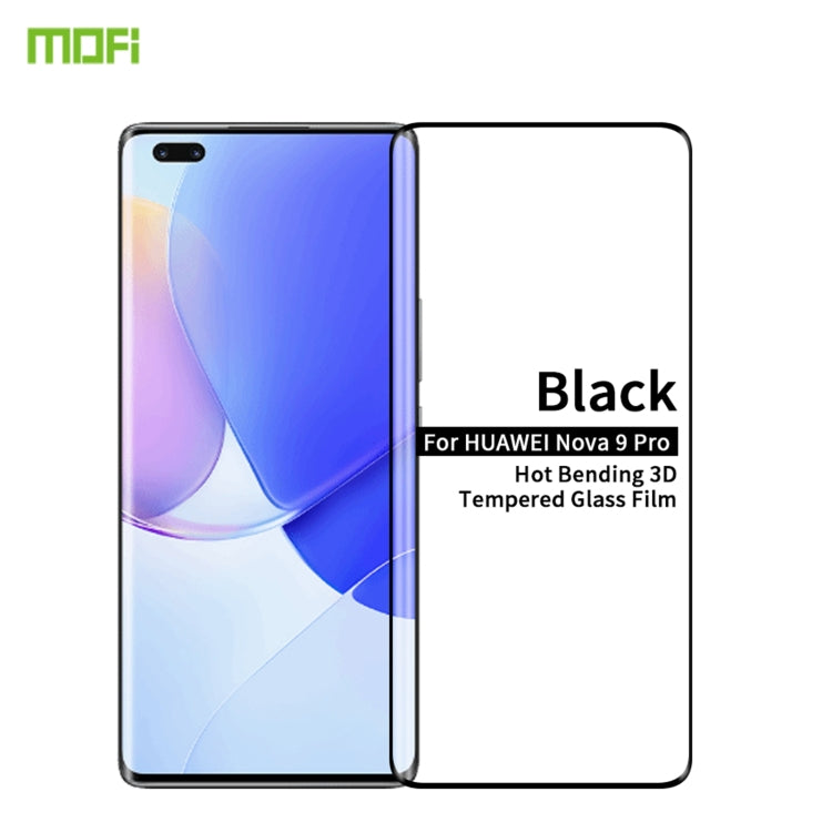 For Huawei nova 9 Pro MOFI 9H 3D Explosion-Proof Hot Bending Full Screen Tempered Glass Film(Black)