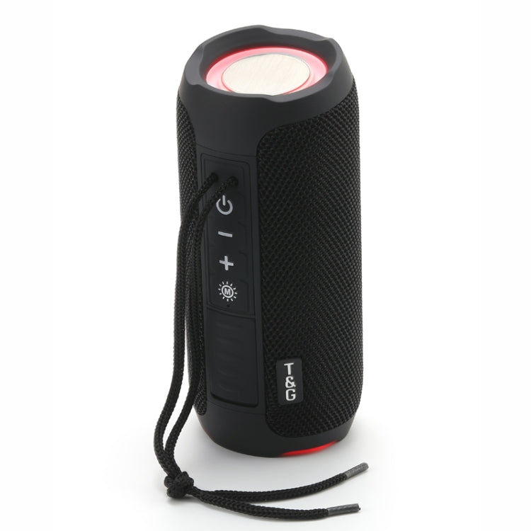 T&G TG227 Outdoor Portable Water-resistant Bluetooth Music Speaker with LED Support FM / TF / USB(Black)