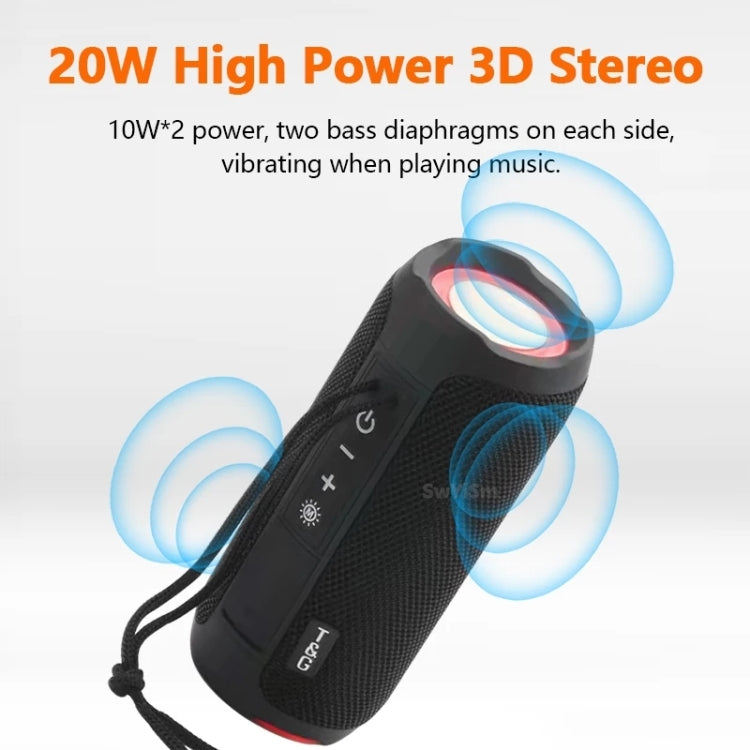 T&G TG227 Outdoor Portable Water-resistant Bluetooth Music Speaker with LED Support FM / TF / USB(Black)