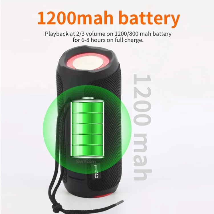 T&G TG227 Outdoor Portable Water-resistant Bluetooth Music Speaker with LED Support FM / TF / USB(Gray)