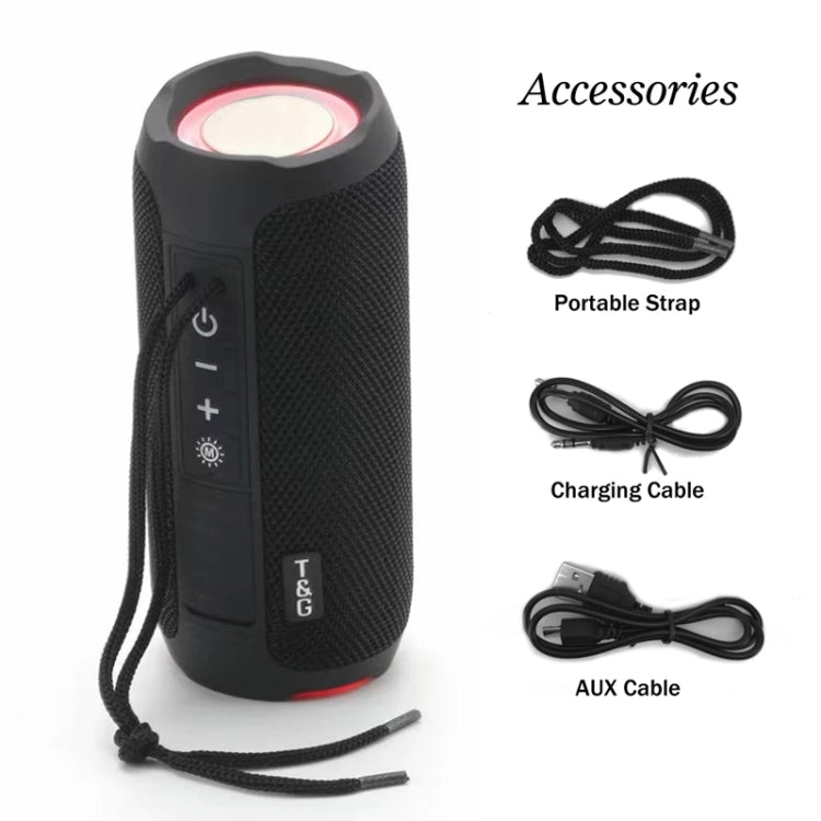 T&G TG227 Outdoor Portable Water-resistant Bluetooth Music Speaker with LED Support FM / TF / USB(Gray)